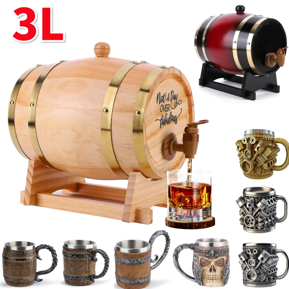 Wine Beer Rum - Drewniane beczki na whisky 3L ze