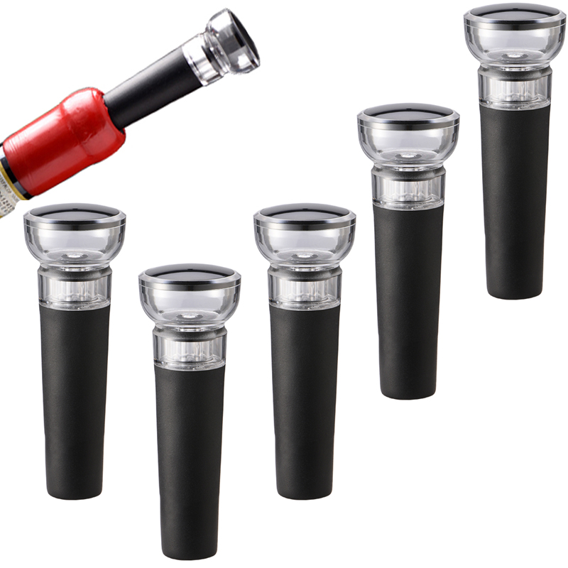 Wine Stopper Vacuum - 5PC Czarna pompa próżniowa Wielokrotnego użytku