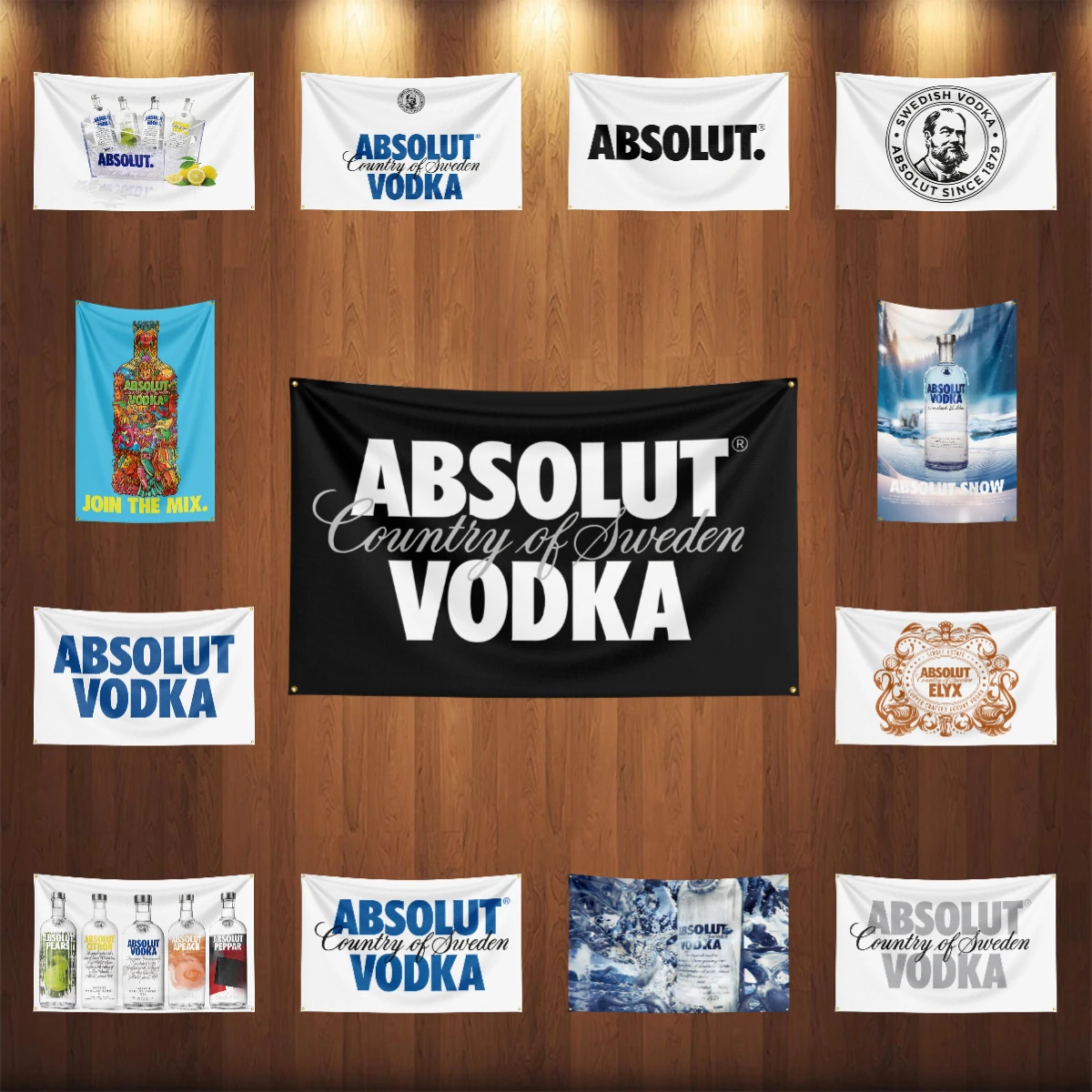 Wine Beer Rum - 3×5ft A-Absolut Vodkas Flaga Poliester Nadruk
