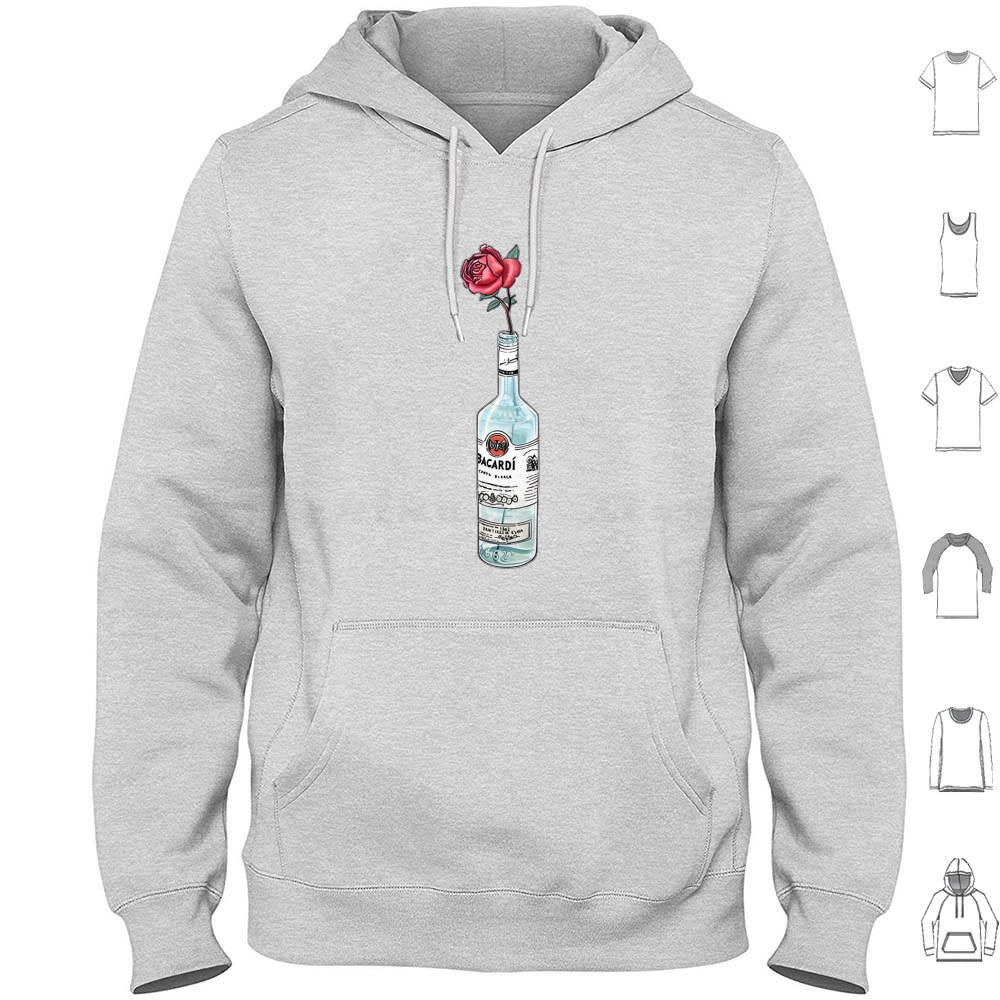 Wine Beer Rum - Bluza z kapturem z grafiką kwiatową