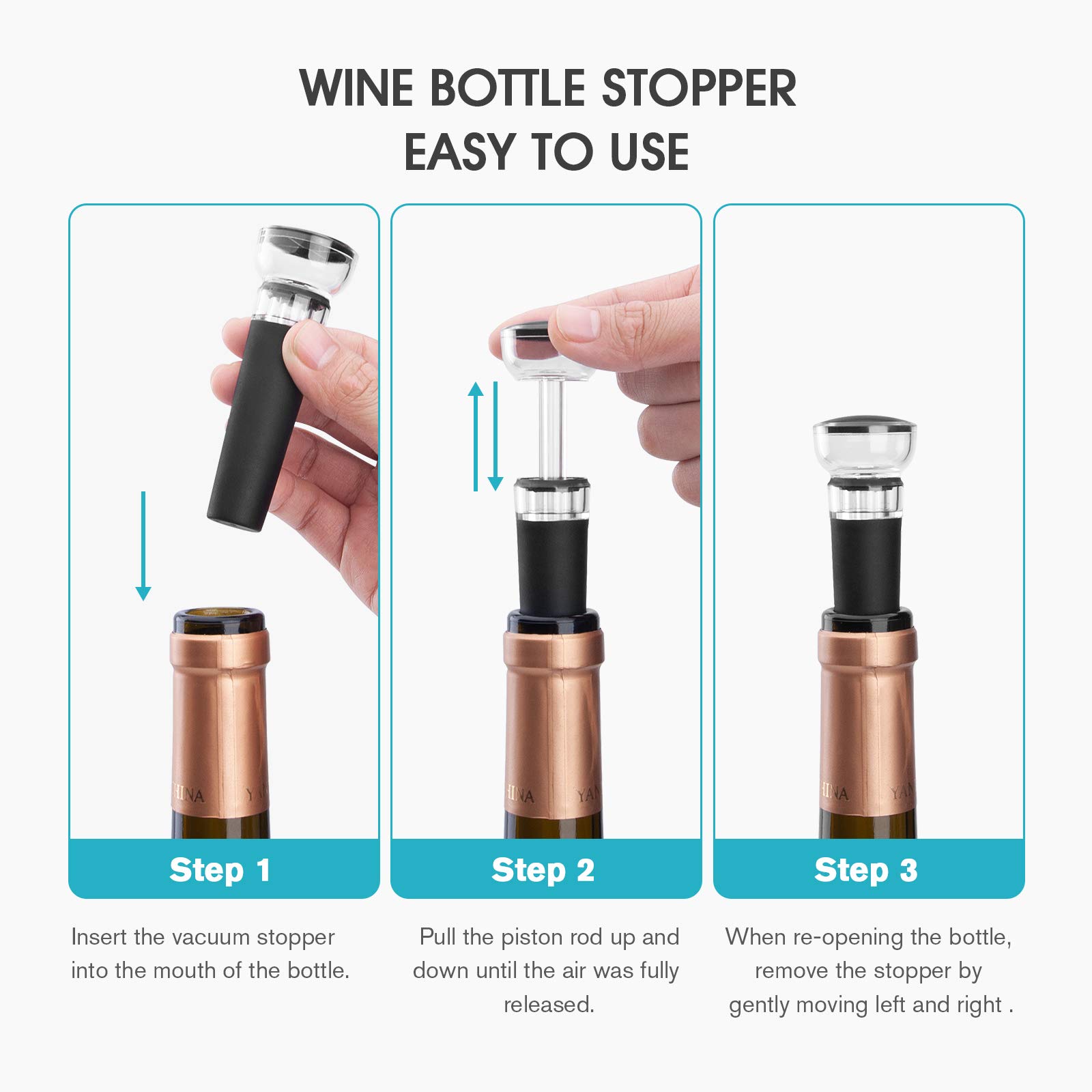 4-pak zatyczek do wina z wbudo – Wine Stopper Vacuum recenzja i cena